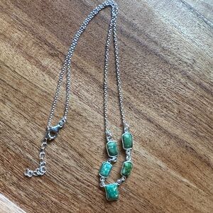 Dainty Sterling Silver and Emerald Valley Turquoise Necklace